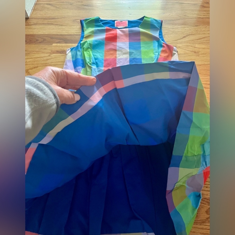 ♠️Kate Spade Madras Taffeta Shift Dress, Blue Multi-Color. Small. EUC - Picture 8 of 10